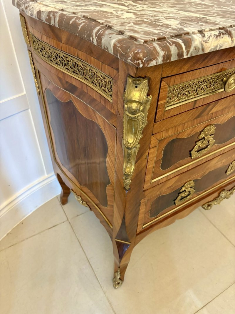 Outstanding Quality Antique Victorian French Marble Top Commode Chest of Drawers - Image 12